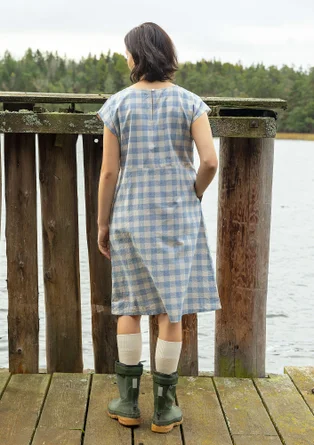 Kleid „Ellinor“ aus Bio-Baumwollgewebe - leinenblau