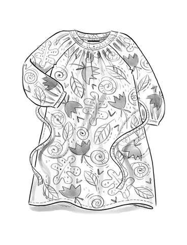 Vevd kjole «Krita» i økologisk bomull - tranebær