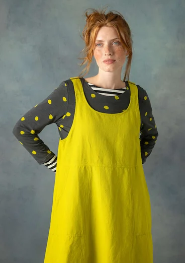 “Thessaloniki” woven organic cotton/linen pinafore dress - lime green