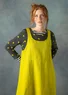 “Thessaloniki” woven organic cotton/linen pinafore dress (lime green XS)