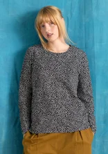 “Ebba” dotted/solid-colour cotton/elastane jersey top - black/patterned