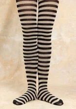 Striped tights in organic cotton - black/natural
