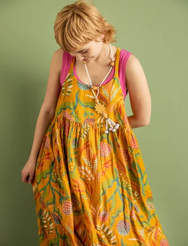 Vevd kjole «Artichoke» i økologisk bomull - guld ochra