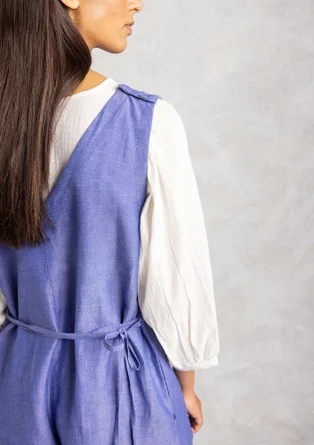 “Idun” woven organic cotton/linen dungarees - blue lotus