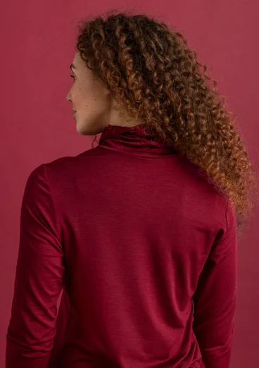 Lyocell/elastane jersey polo-neck top - pomegranate