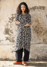 “Hibiscus” jersey dress in lyocell/spandex - black