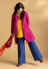 Long cardigan in wool - pink begonia