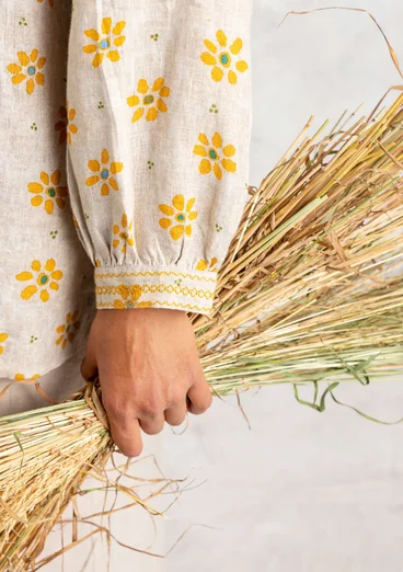 Bluse „Ester“ aus Leinengewebe - natur-gemustert