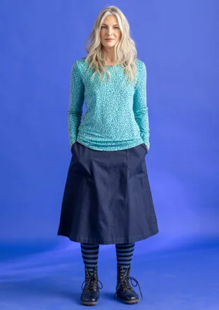 Woven twill skirt in organic cotton - dark indigo