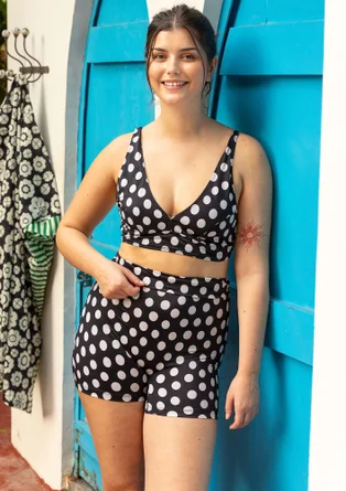 “Sunshine” recycled polyamide/elastane bikini shorts - black/patterned