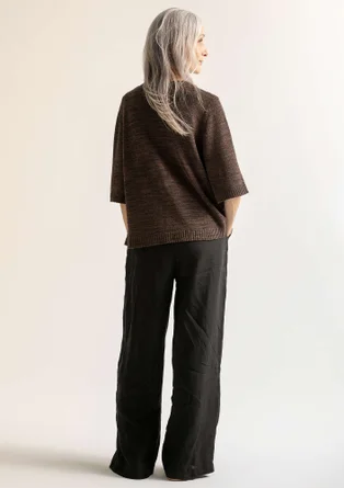 “Seraj” woven pants in linen - black