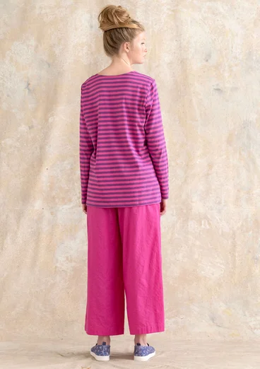 Essential striped sweater in organic cotton - hibiscus/mayflower