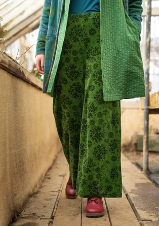 “Selma” organic cotton/recycled polyester velour trousers - grass green