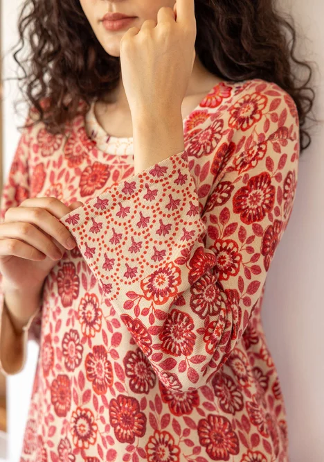“Heera” organic cotton knit tunic - flamingo