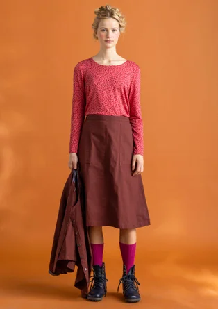 “Helga” lyocell/elastane jersey top - coral/patterned