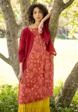 Geweven jurk "Hedda" van biologisch katoen - roest/ecru