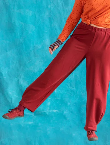 Pantalon "Cozy" en jersey de coton biologique/élasthanne  - rouge agate