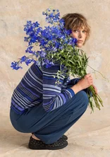 “Esme” cardigan in organic/recycled cotton - dark indigo/stripe