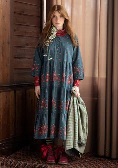 “Asta” woven organic cotton dress - indigogrn