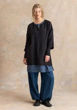 Woven linen tunic - black