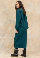 Long jersey skirt in ribbed organic cotton - dark jade