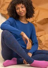 “Ebba” dotted/solid-colour jersey leggings in organic cotton/elastane - dark aubergine/patterned