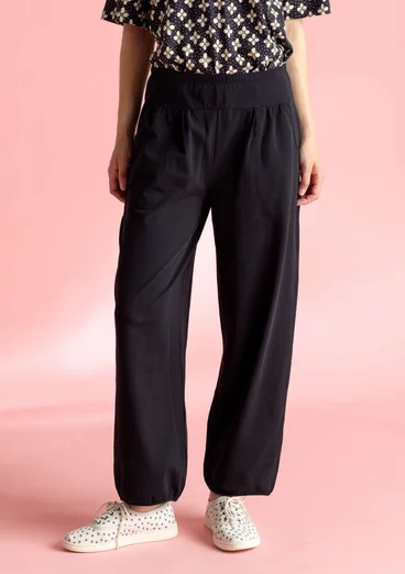 Organic cotton/elastane jersey trousers - black