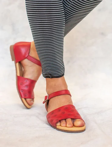 Sandales en cuir nappa - rouge perroquet