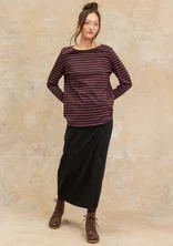 Long jersey skirt in ribbed organic cotton - black