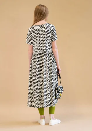 “Billie” jersey dress in organic cotton/modal - black/patterned