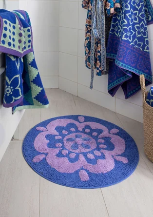 Tapis de bain « Stars » en coton biologique - bleu brillant