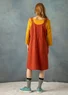 “Thessaloniki” woven overall-style dress in organic cotton/linen (madder red XS)