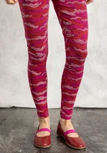 “Mona” jersey leggings in organic cotton/spandex - red cabbage/patterned