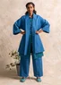 Veste kimono en coton biologique/lin (bleu lin S)