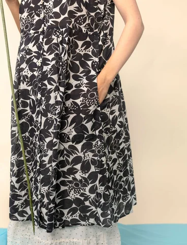 Vævet kjole "Lotus" i økologisk bomuld - sort/mønstret