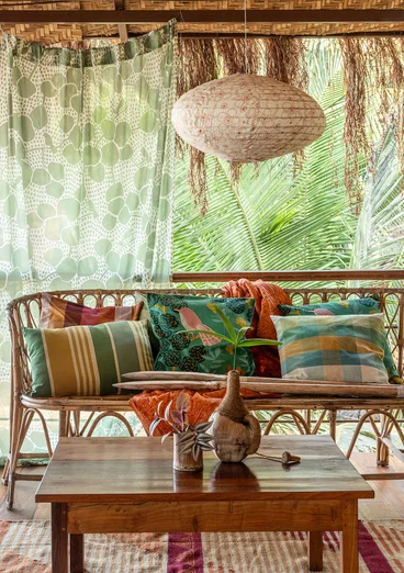 “Andes” cushion cover in organic cotton - green sea glass