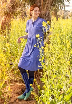 Organic cotton jersey dress - blue lotus