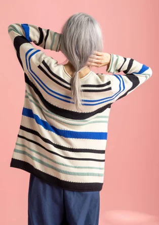 “Edna” Bästis sweater in recycled cotton - black/striped