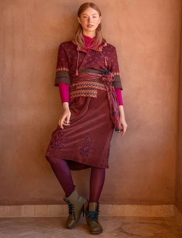 “Zari” organic cotton/recycled polyester velour skirt - red curry