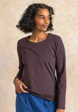 “Ebba” dotted/solid-colour cotton/elastane jersey top - dark aubergine