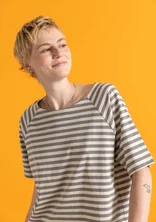 Essential striped T-shirt in organic cotton - iron grey/feather