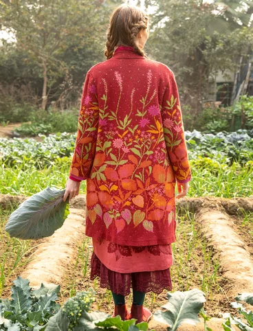 Long gilet "Autumn" en laine/coton biologique - rouge agate