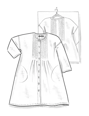 Vävd klänning i ekologisk bomull/lin - koriander