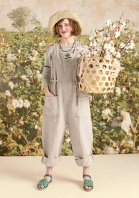 “Gardener” overalls in organic cotton/linen - dark natural