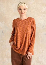 “Ellen” striped/solid-colored jersey tunic in organic cotton/modal - cinnamon/patterned