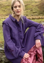 “Frigg” solid-colour, organic cotton dress - blackberry