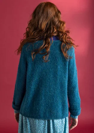 Cardigan in alpaca blend - dark petrol blue/melange