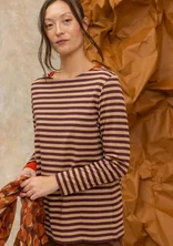 Striped long-sleeved top in organic cotton - aubergine/ginger