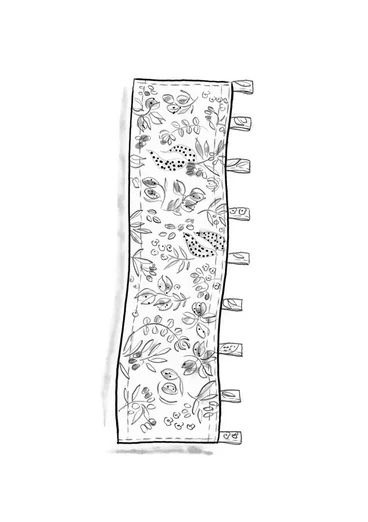 Kort bovengordijn "Olives" van biologisch katoen - naturel