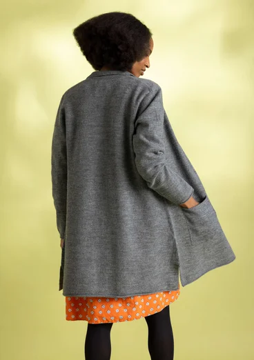 Knit long blazer in felted organic wool - graphite